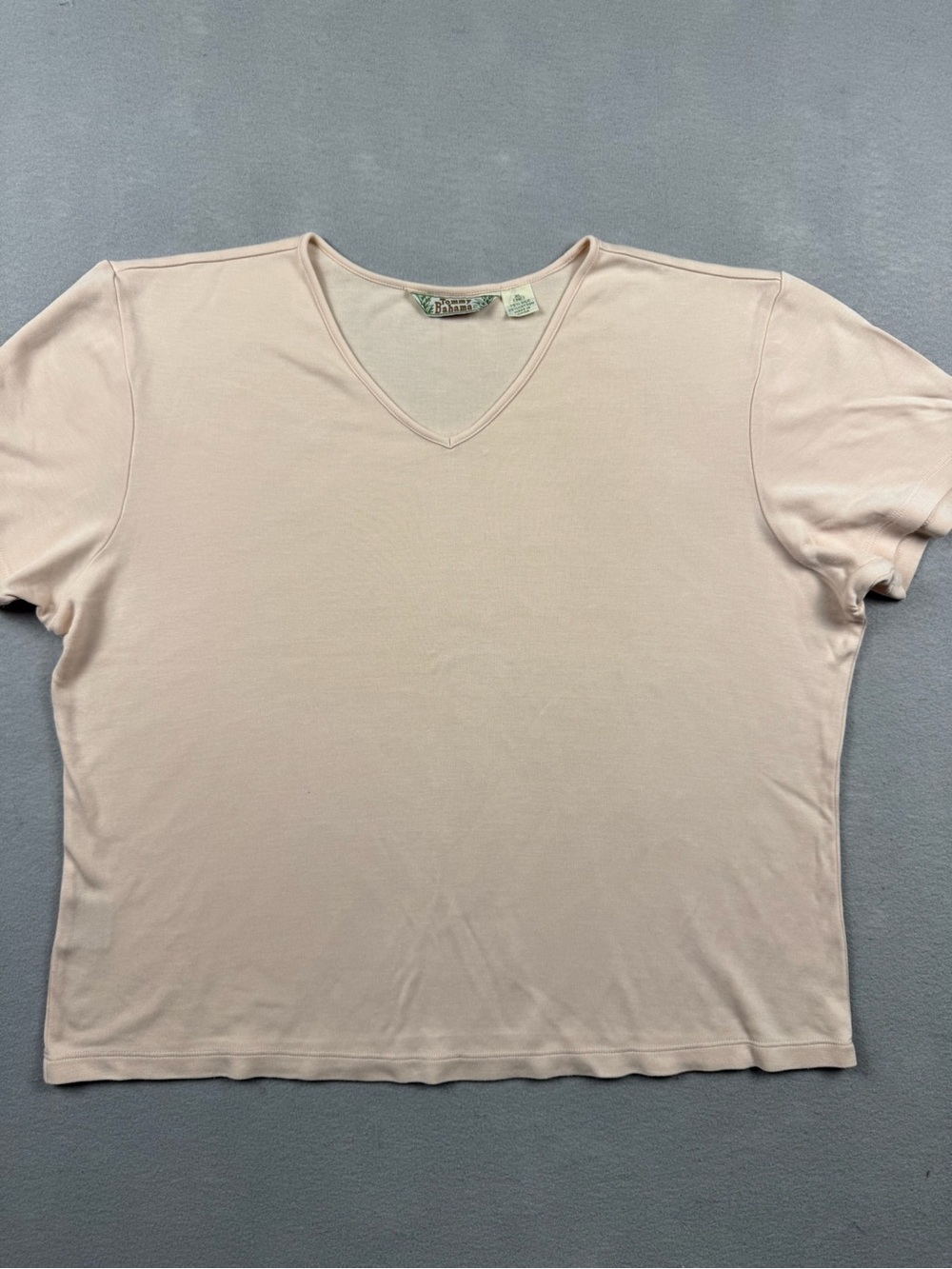 Tommy Bahama 100% Silk Blouse XL Beige Short Sleeve Crop VTG Luxury Minimal